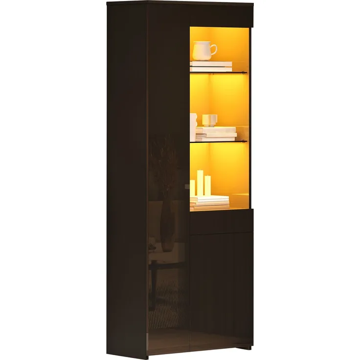 ZUBALIYA Schrank mit LED-Beleuchtung mit Schubladen in Schwarz, ideale Lösung für kleine Räume, robuste Verarbeitung, langlebige Materialien, einfache Selbstmontage, mit verständlicher Aufbauanleitung