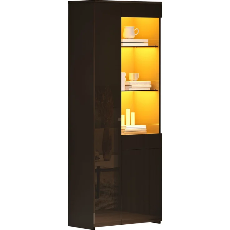 ZUBALIYA Schrank mit LED-Beleuchtung mit Schubladen in Schwarz, ideale Lösung für kleine Räume, robuste Verarbeitung, langlebige Materialien, einfache Selbstmontage, mit verständlicher Aufbauanleitung – Bild 1