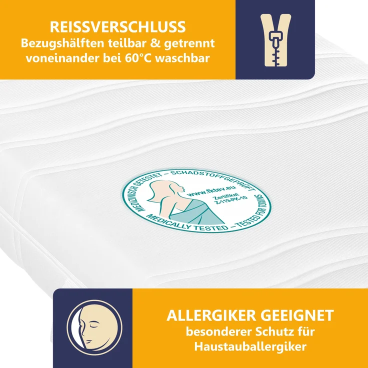 Kaltschaummatratze BeCo High Relax, 21 cm Komforthöhe, Made in Germany, 80x200 cm, Härtegrad H2 – Bild 9