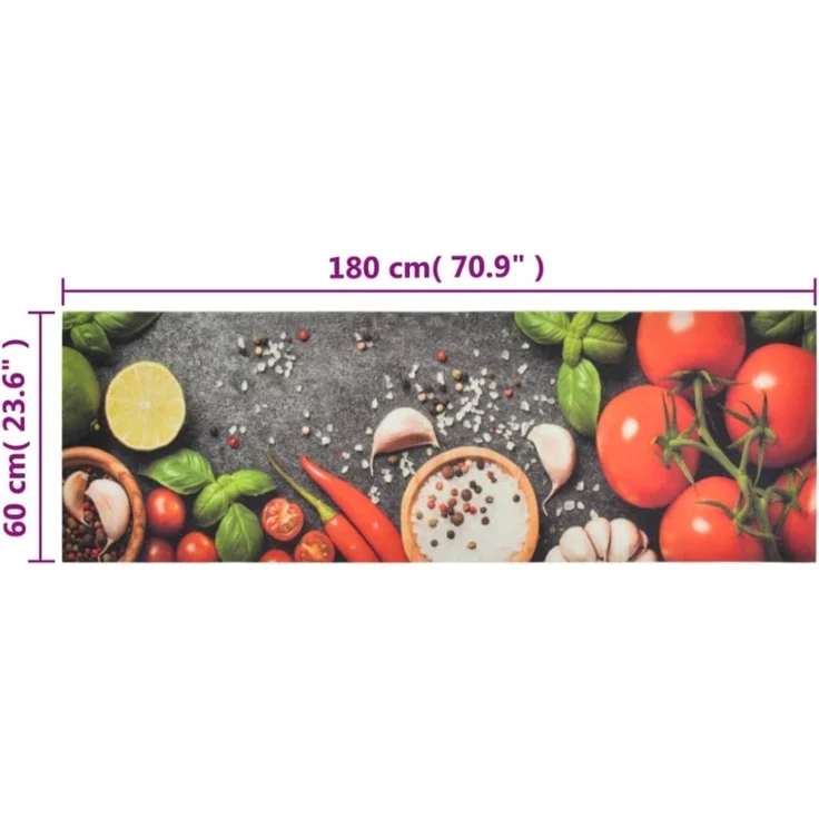 vidaXL Küchenteppich Waschbar Gemüse 60x180 cm Samt 136538 – Bild 2