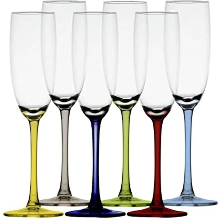 Sektglas Champagne Party Color Base, Set 6 Stück, unzerbrechlich, farbig, Ecozen