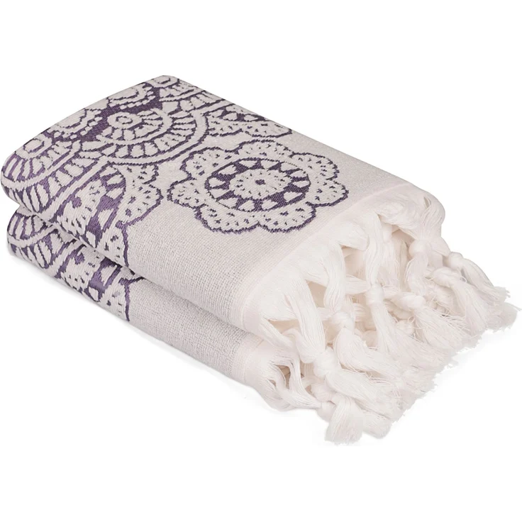 Mijolnir 'Marcello - Purple' Handtuchset (2-teilig), Ecru / Lila, 50 x 90 cm – Bild 1