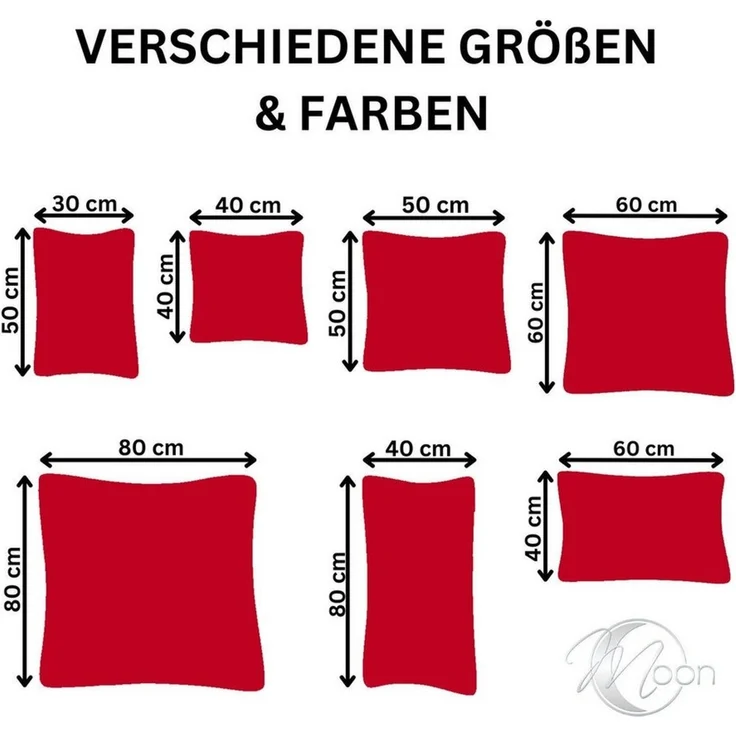 MOON Kissenbezug / Seitenschläferkissenbezug, 2er Pack, 100% Baumwolle, Linon, Rot, 40x40 – Bild 2