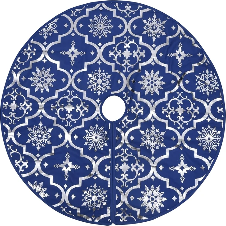 vidaXL Luxus-Weihnachtsbaumdecke mit Socke Blau 150 cm Stoff 330280 – Bild 2