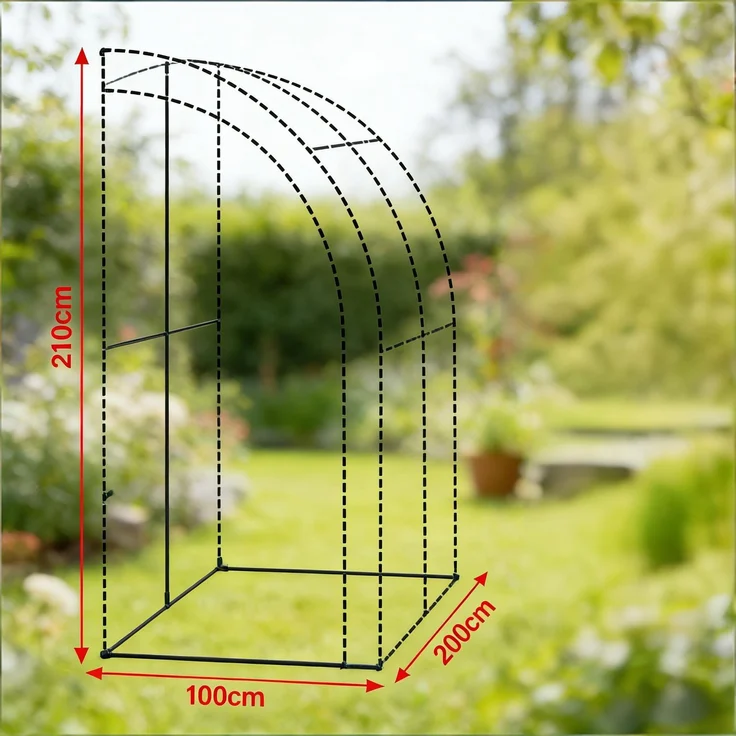 Wohnora-Gewächshaus,Gewächshaus Leaning,Gewächshaus im Freien,H 210cm x T 100cm x B 200cm,Grün – Bild 3