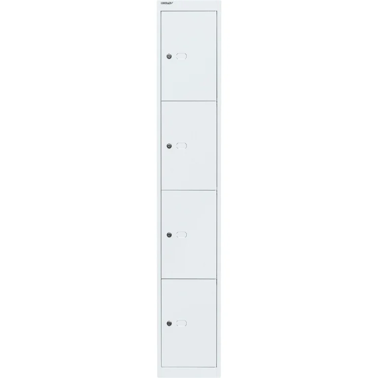 Bisley Schließfachschrank Office, 1 Abteil, 4 Fächer, T 305 mm, Farbe verkehrsweiß – Bild 1