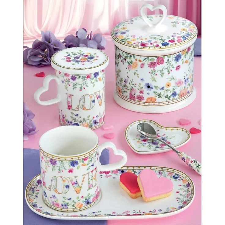 EasyLife Besteck-Set Mon Amour, Stahl, Spülmaschinengeeignet, Mehrfarbig, Herzen & Blumen, H: cm – Bild 3