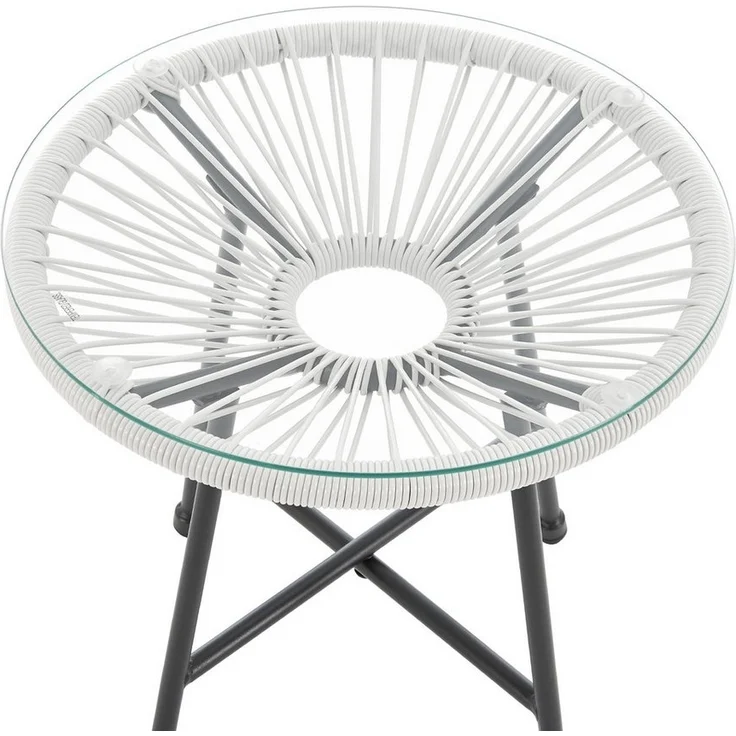 SVITA Balkonset TULUM, (Set, 3-teilig), Garten-Möbel, 2 Stühle, mit Tisch, Weiß – Bild 3