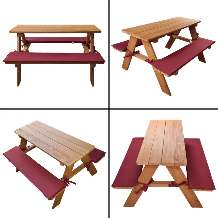 Coemo Kinder-Sitzgruppe Picknicktisch mit Polster Spieltisch Gartentisch Holz – Bild 6