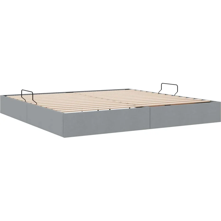 vidaXL Ottoman Bettgestell mit Speicher Hellgrau 200 x 200 cm Stoff 3442844 – Bild 9