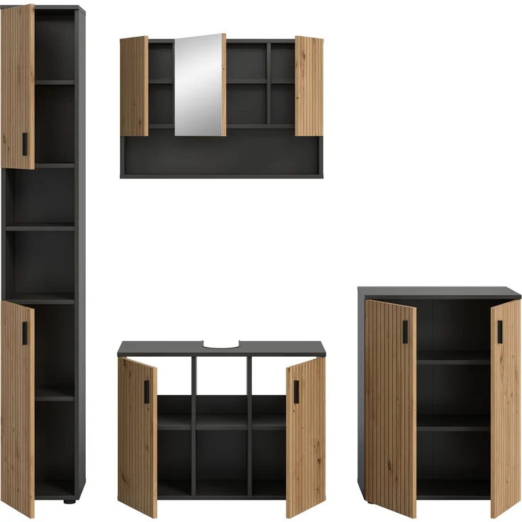 Badkombination B/H/T: 200x192x30 cm in Basalt Nachbildung und -- – Bild 3