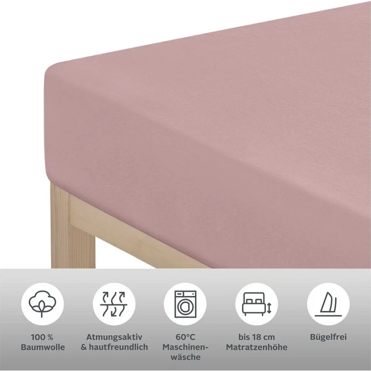 OTTO home Spannbettlaken PHYSALIS Comfort 100% Baumwolle, 150 g/m², Jersey, Gummizug: rundum, (2 Stück), Bettlaken bis 20 cm Matratzenhöhe, weich, bügelfrei, optimaler Sitz – Bild 2