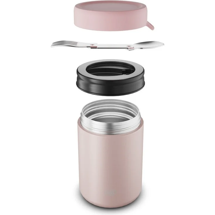 Alfi Thermobehälter ISO FOOD MUG, Thermobehälter für Essen, spülmaschinenfest, Edelstahl, Kunststoff, Silikon, (1-tlg), 0,35l, 5h heiß & 10h kalt, dicht & auslaufsicher, mit Göffel – Bild 2