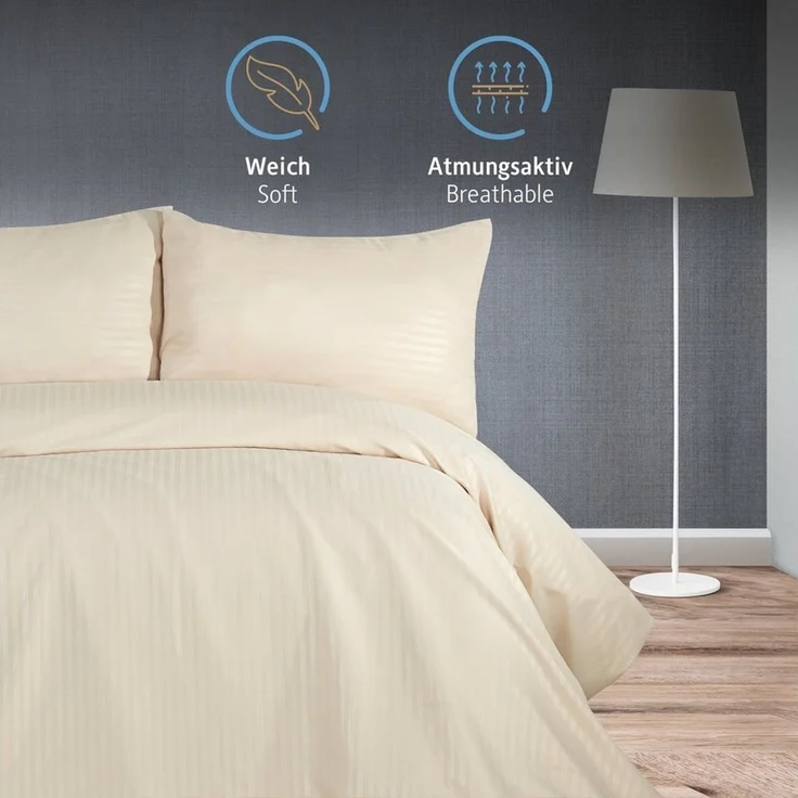 Komfortec Bettwäsche Deluxe, 2&3 Teilig, 140x200 cm, 155x220 cm, 200x200 cm oder 220x240 cm, 100 % Mikrofaser (120 g/m), 2 teilig, Bettwäsche-Sets mit Reißverschluss, Weich und Bügelfrei – Bild 2