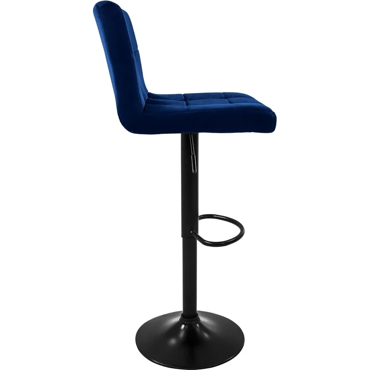 ML-DESIGN Barhocker Gepolsterter Barstuhl mit Rückenlehne und Fußstütze, 360° drehbar (2 St), Drestuhl höhenverstellbar 63-83 cm, Blau, Bezug aus Samt – Bild 5