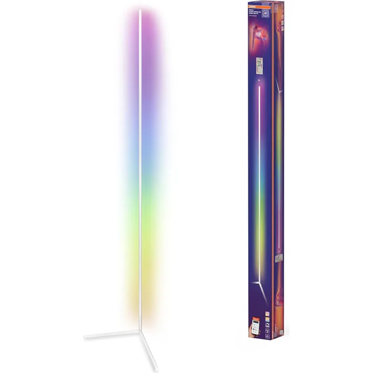 OSRAM Matter over Wifi Floor Corner LED Stehleuchte 2000mm, 20W, RGBW, 2700-6500K, WiFi, Fernbedienung, Weiß, Ambientlicht