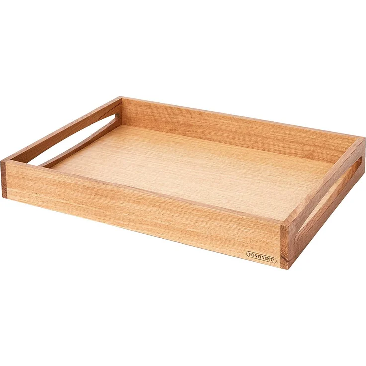 Continenta Tablett, mit Griffen, Serviertablett, Holztablett, Frühstückstablett, Eichenholz, 49x35 cm, 4140 – Bild 1