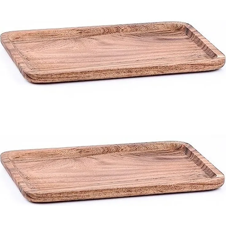 Marrakesch Orient & Mediterran Interior Tablett 2er Set Tablett aus Akazienholz, Serviertablett, Schale, Servierbrett, 2er Set Anea 30x20cm, Handarbeit