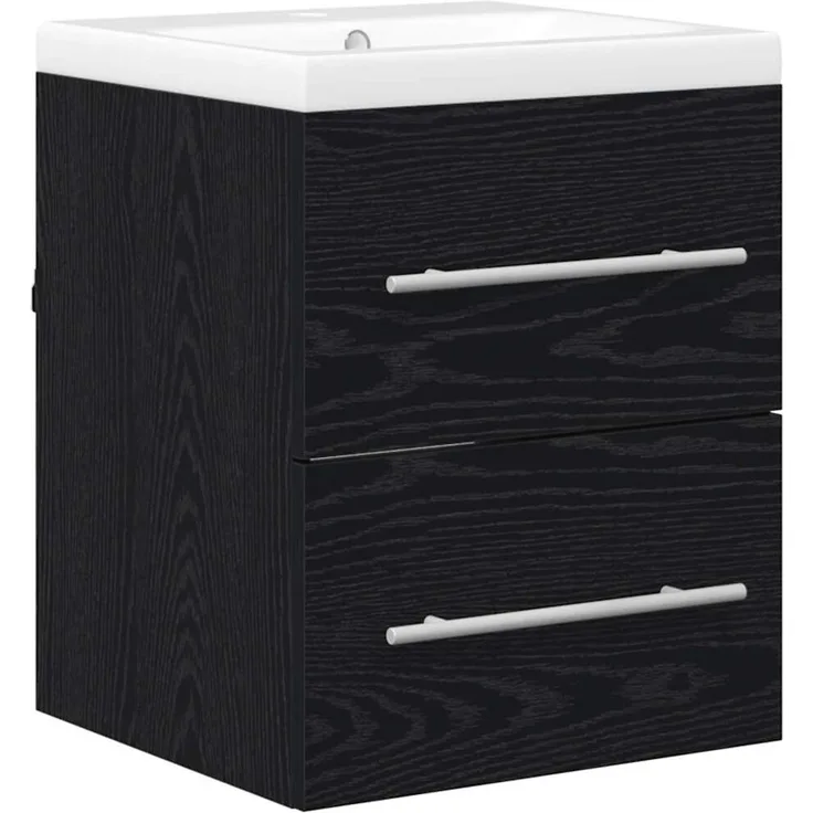 Waschbeckenschrank, Badschrank mit Schubladen Schwarz 42 x 39 x 52 cm de7454