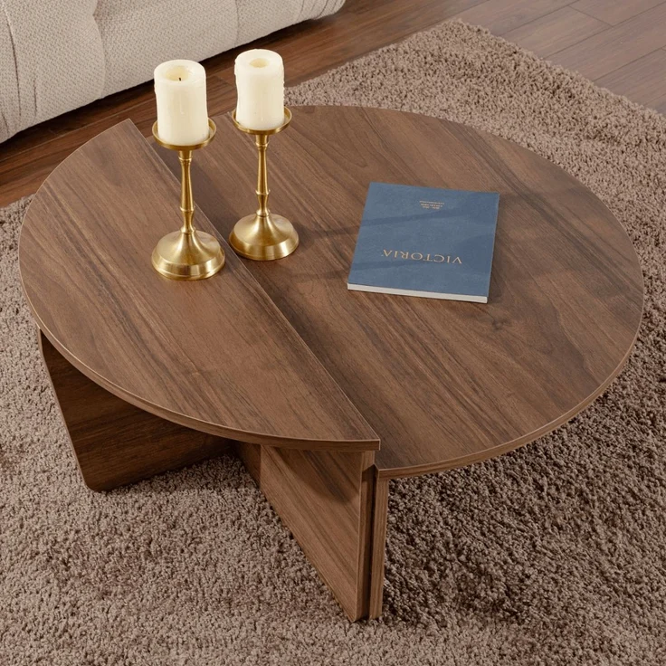 Calicosy Set aus 2 Couchtischen L90 cm - ORION - Dunkles Holz – Bild 8