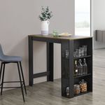 Bartisch Danderyd 120x60x106 cm mit 3 Ablagefächern Schwarz/Eiche, dunkel [en. casa]