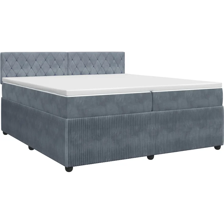 vidaXL Boxspringbett mit Matratze Dunkelgrau 200 x 200 cm Samt 3451740 – Bild 2