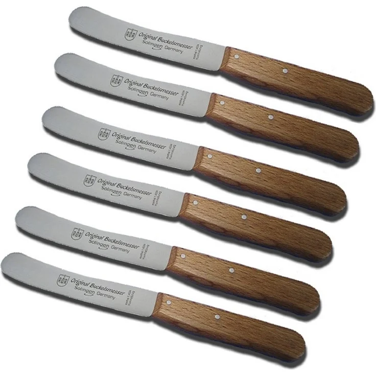 Neustanlo | Buckels Messer Buche 6 x Frühstücksmesser / Griffe Buchenholz