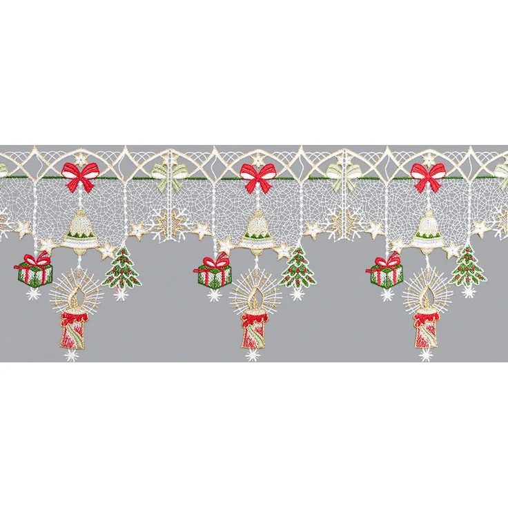 Scheibengardine Plauener Spitze - Weihnachtsdeko (Bx H) 128cm * 20cm rot/Rot-Grün – Bild 3