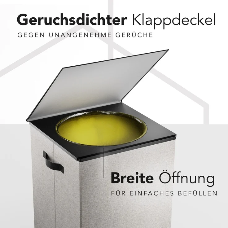 NewHabitat Gelber Sack Ständer 70L – Gelber Sack Mülleimer mit Klappdeckel, Grau (75x57x37) – Bild 2