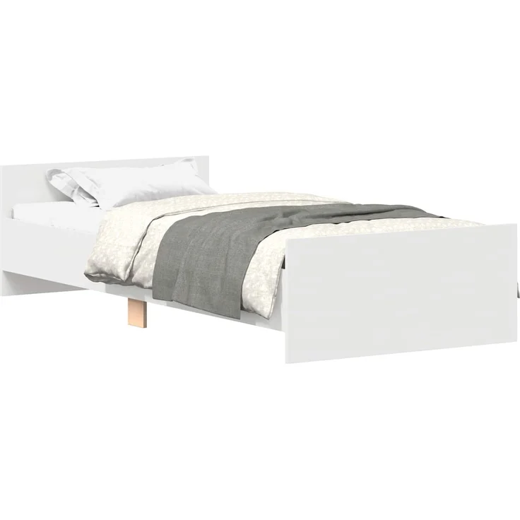 vidaXL Bettgestell mit Kopfteil Weiß 80 x 200 cm Holzwerkstoff 8009027 – Bild 2
