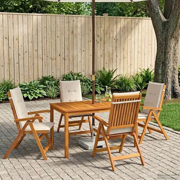 vidaXL 5-Piece Garden Dining Set 4-Sitzer Creme Massivholz Akazie 3434554