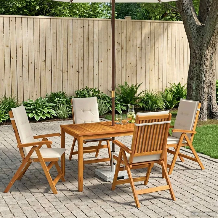 vidaXL 5-Piece Garden Dining Set 4-Sitzer Creme Massivholz Akazie 3434554 – Bild 1
