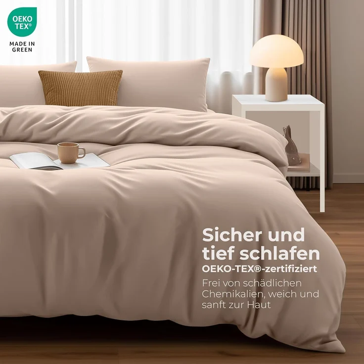 Utopia Bedding Bettwäsche Set - Mikrofaser Bettbezug 230x220 cm + 2 Kissenbezüge 50x75 cm - Beige – Bild 2