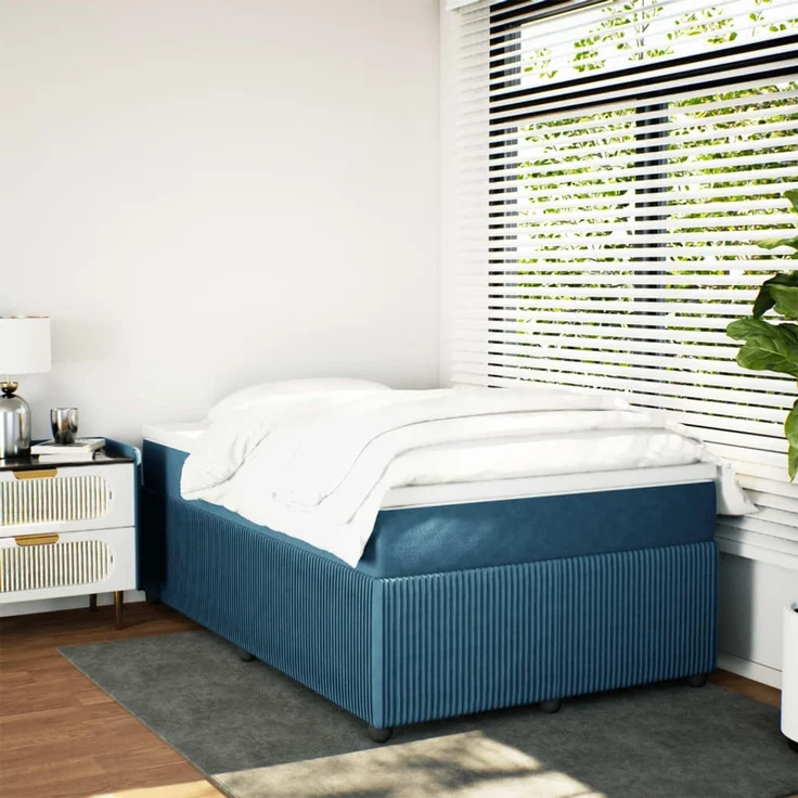 vidaXL Boxspringbett mit Matratze Dunkelblau 120x200 cm Samt 3285636 – Bild 3