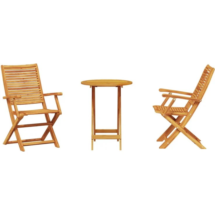 vidaXL Klapp Bistro Set 3 pcs Braun Massivholz Akazie 3375689 – Bild 4