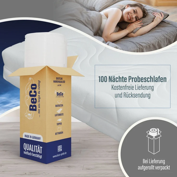 Kaltschaummatratze BeCo Marissa, 18 cm Komforthöhe, Made in Germany Größe 100 x 200 cm Härtegrad H3 (80 kg - 120 kg) – Bild 10