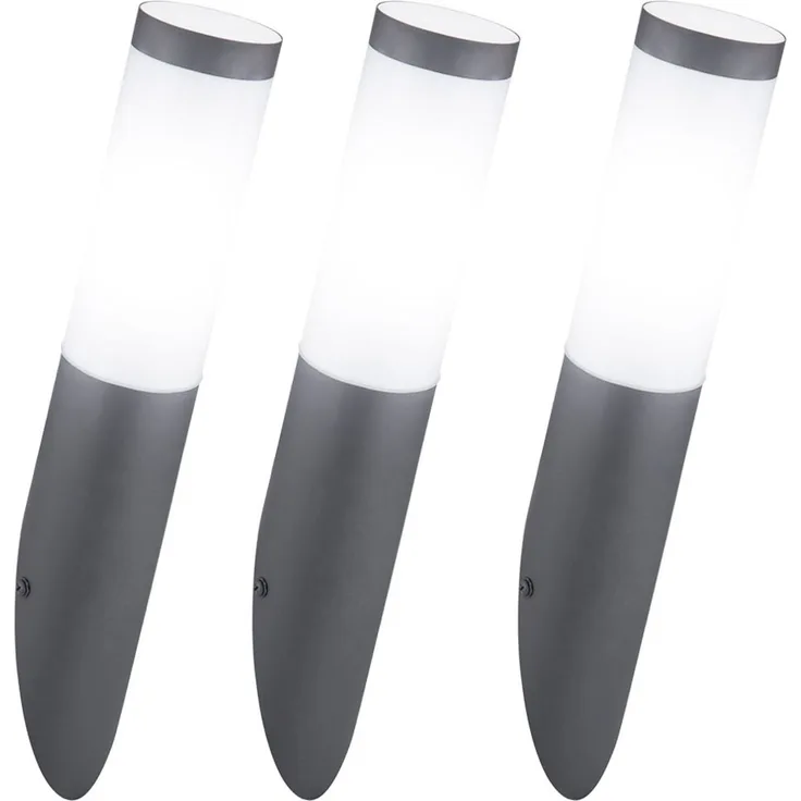 3er Set LED Fackel-Wandleuchte, Edelstahl anthrazit, H 40 cm
