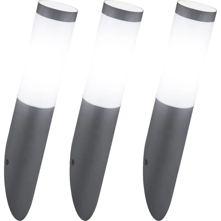 3er Set LED Fackel-Wandleuchte, Edelstahl anthrazit, H 40 cm – Bild 1