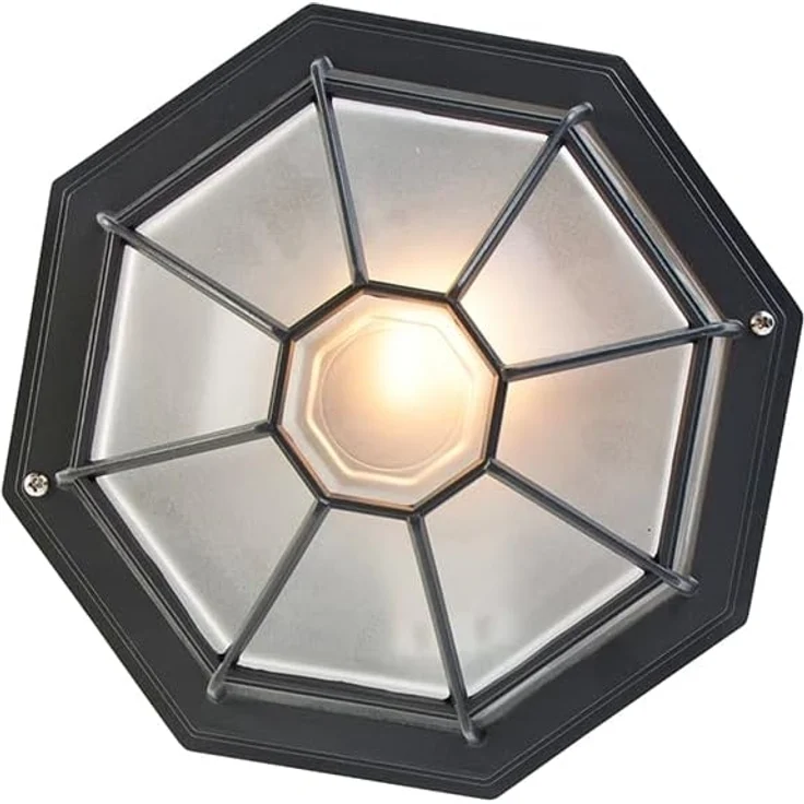 Qazqa Außen-Deckenleuchte Bri, ohne Leuchtmittel, E27, Dunkelgrau, Landhaus, Aluminium, 1-flammig – Bild 9