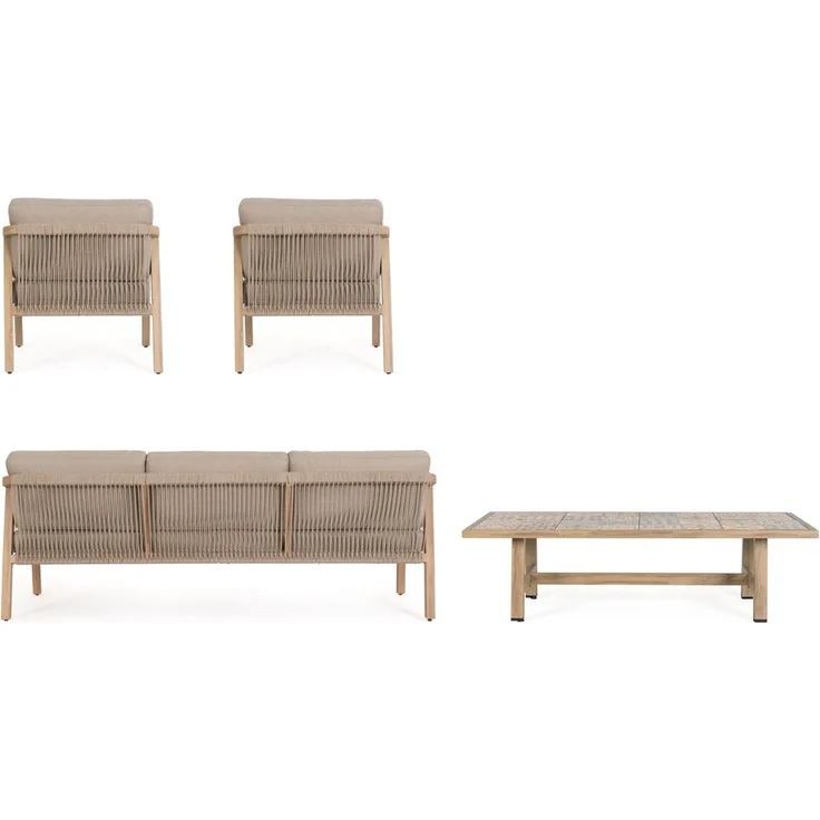4er Garten-Set Aremilak - Aluminium Desert Sand, Olefin Taupe, Big – Bild 7