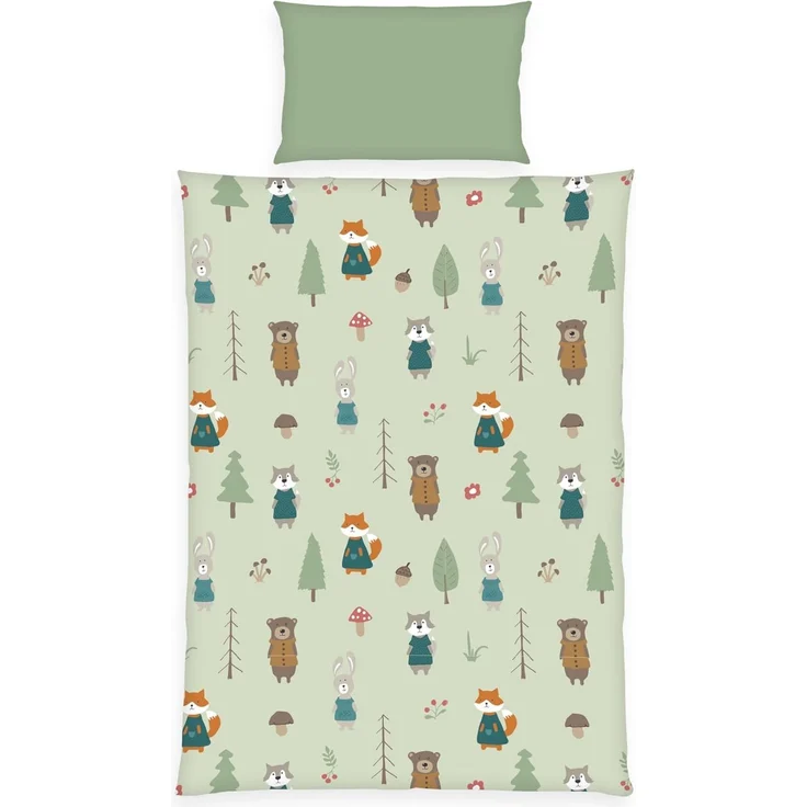 Herding Kinderbettwäsche Kinder-Wendebettwäsche "Waldtiere", Baumwolle, Flanell Motiv: Waldtiere