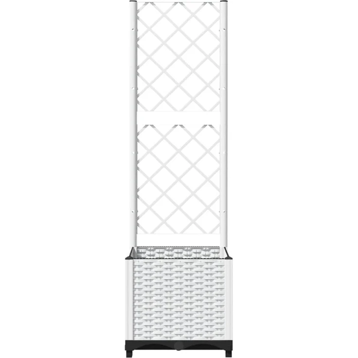 vidaXL Pflanzkübel mit Rankgitter Weiß 40x40x136 cm PP 153280 – Bild 4