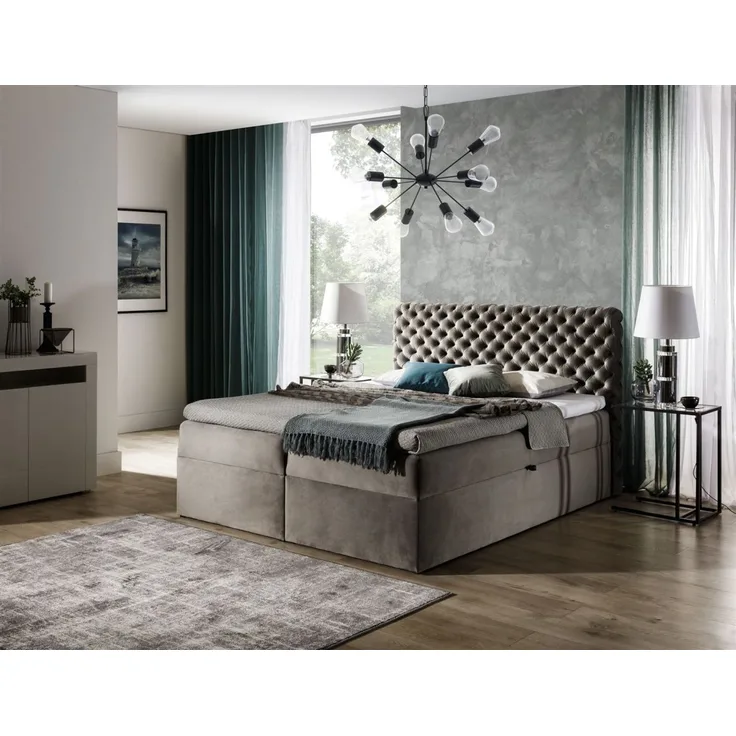 Boxspringbett Schlafzimmerbett WILLIAM 160x200cm in Stoff