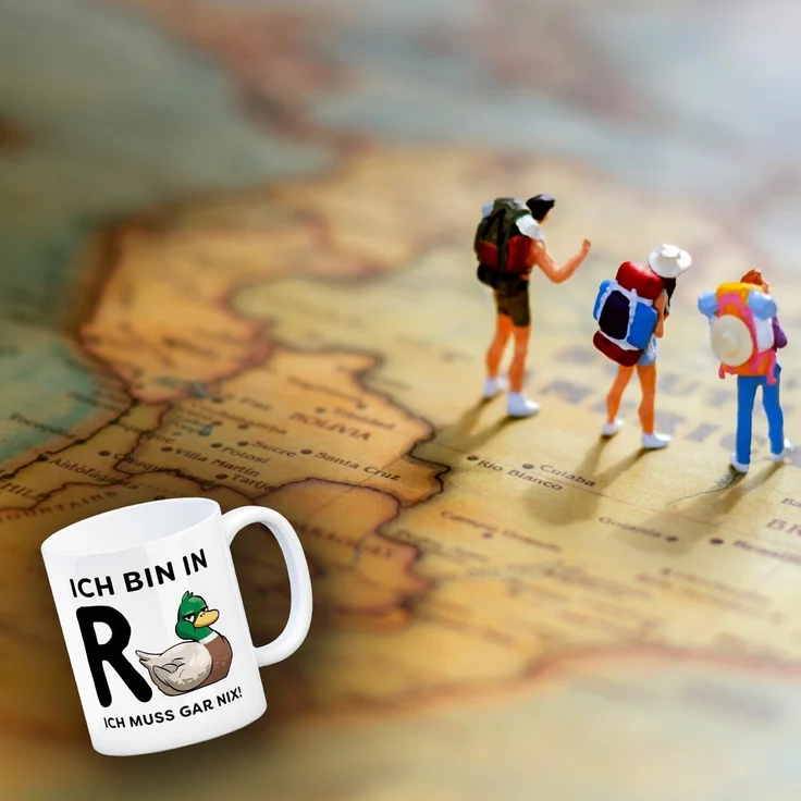 speecheese Tasse Ente Ruhestand Kaffeebecher mit Spruch Ich bin in R muss gar nix – Bild 3