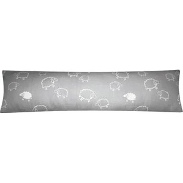 Heubergshop Seitenschläferkissenbezug, (1 Stück), 40x145cm Schafe Lämmer in Grau und Weiß 100% Baumwolle (99-7-B) – Bild 4