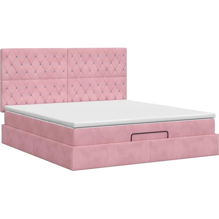 vidaXL Ottoman Bett mit Matratze mit Kopfteil Rosa 160 x 200 cm Samt 3457664 – Bild 8