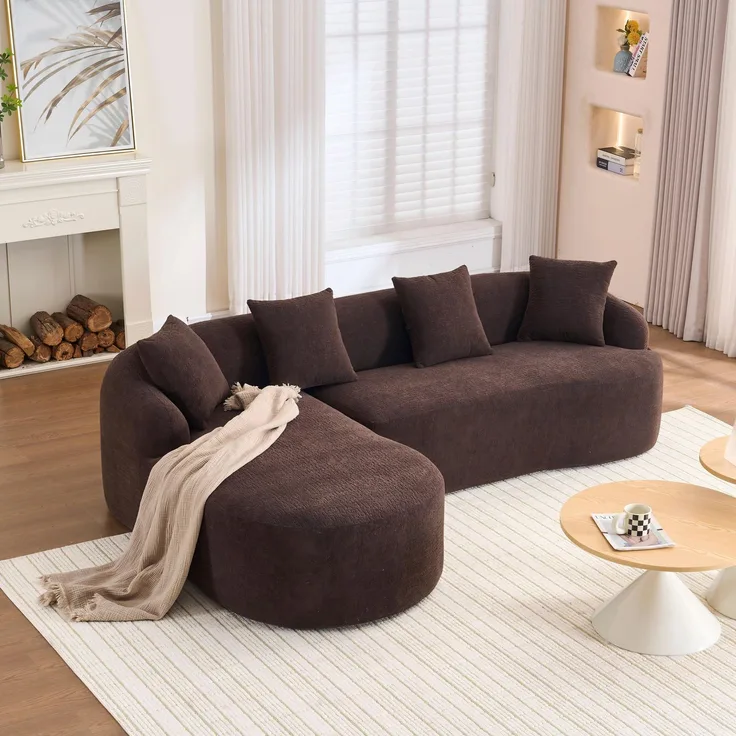 3-Sitzer Ecksofa, B 243 x T 150 x H 67 cm, Chenille in Braun, modular