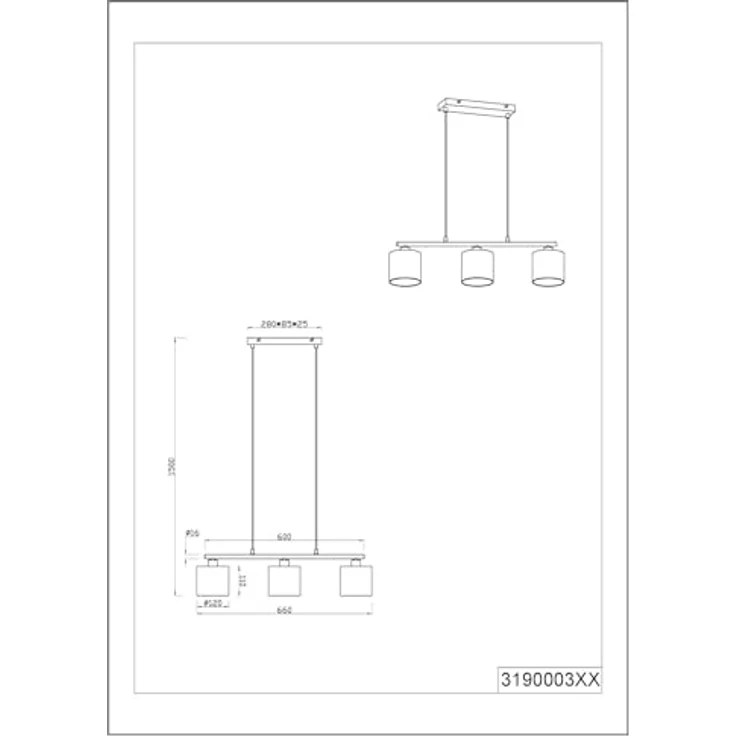 Trio Pendelleuchte Julieta 3-flammig Beige, 66 cm x 12 cm, zeitloses Design mit goldener Innenseite – Bild 11