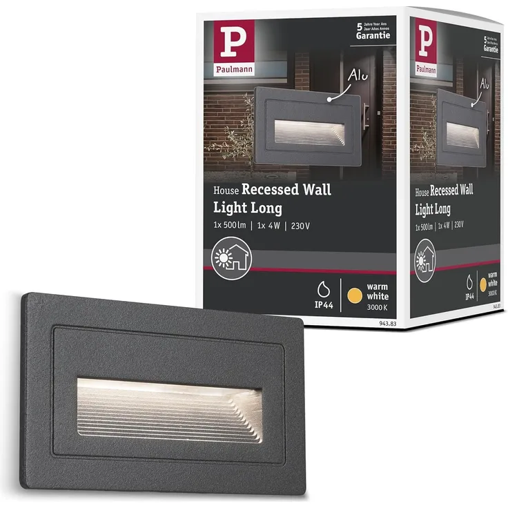 Paulmann No. 94383 Outdoor Wandeinbauleuchte Long LED Schwarz IP44 4W