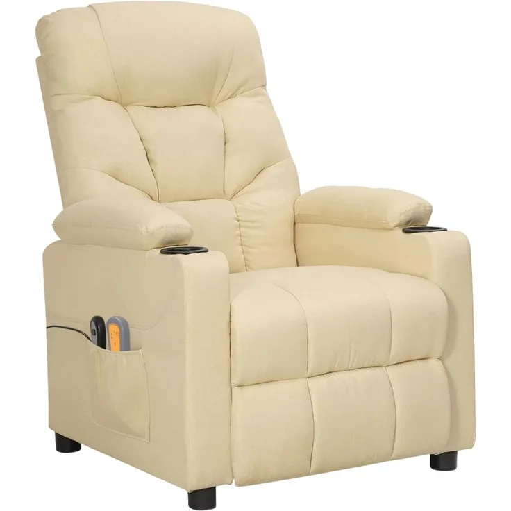 vidaXL Massagesessel Elektrisch Creme Stoff 3098836